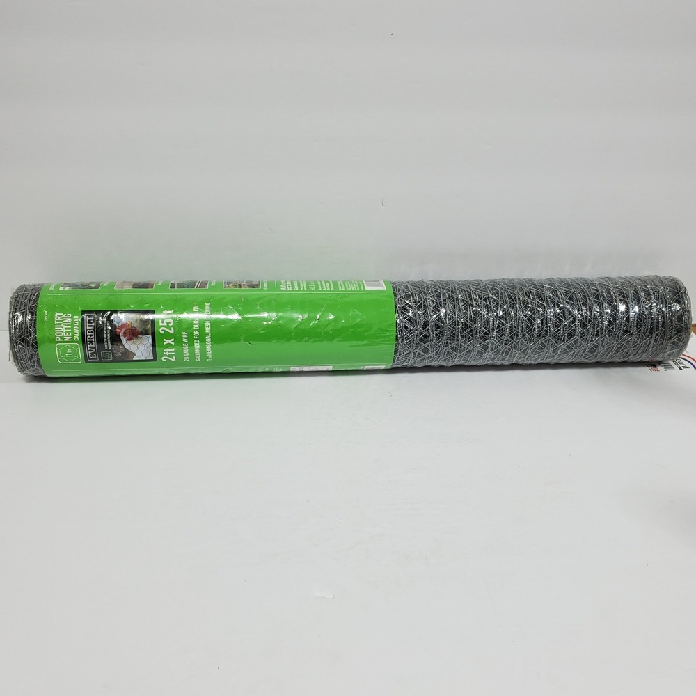 Everbilt Poultry Netting 2ft x 25ft Silver New‎ Galvanized Hexagonal Mesh
